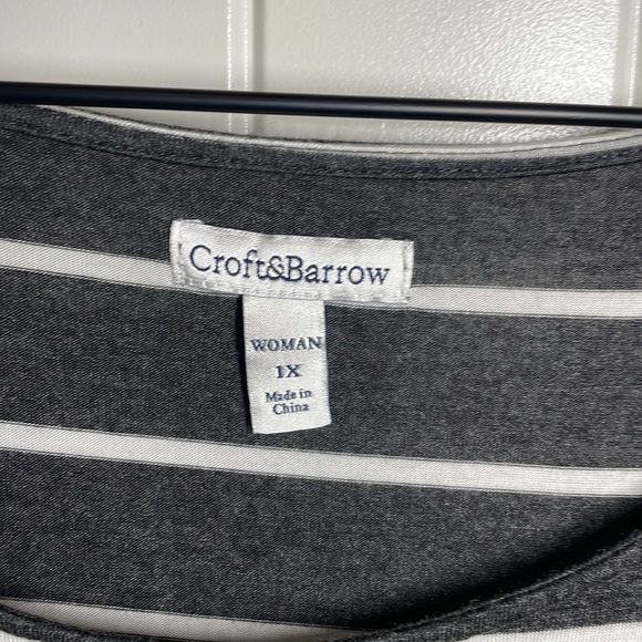 Croft & Barrow Striped Cold Shoulder blouse 3/4 sleeve NWOT - Picture 3 of 8